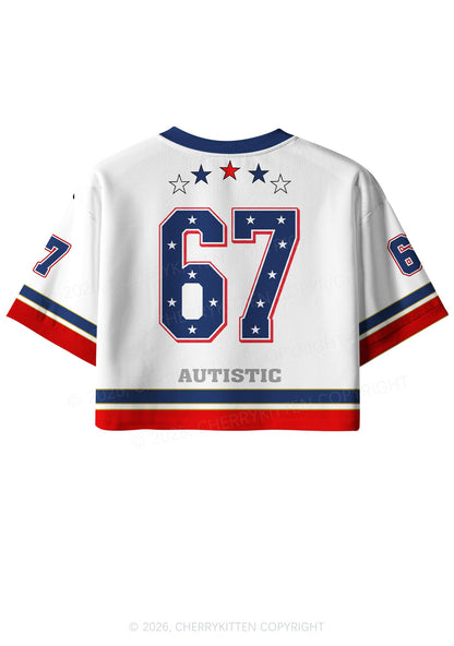 Autistic By Birth Gay Pride Y2K Crop Sport Jersey Shirts Cherrykitten