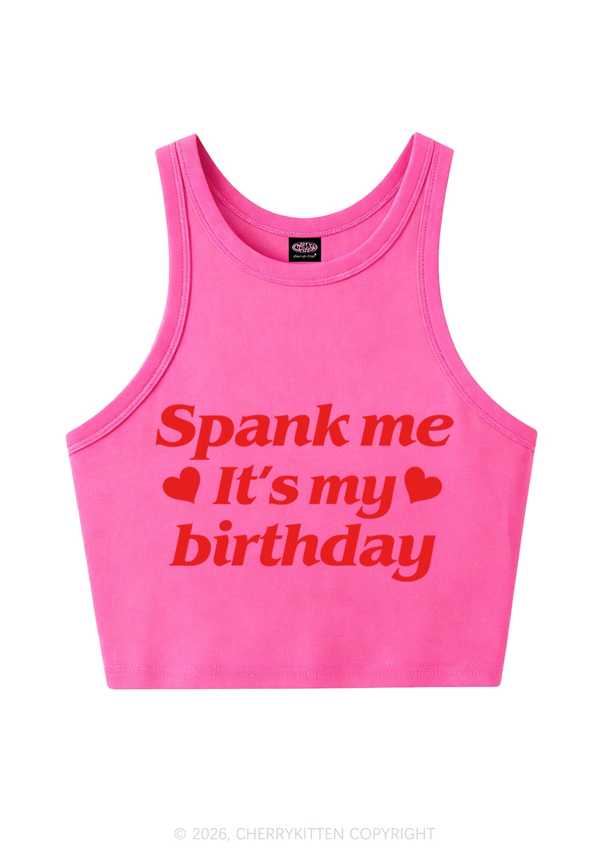 Spank Me Its My Birthday Heart Y2K Crop Tank Top Cherrykitten