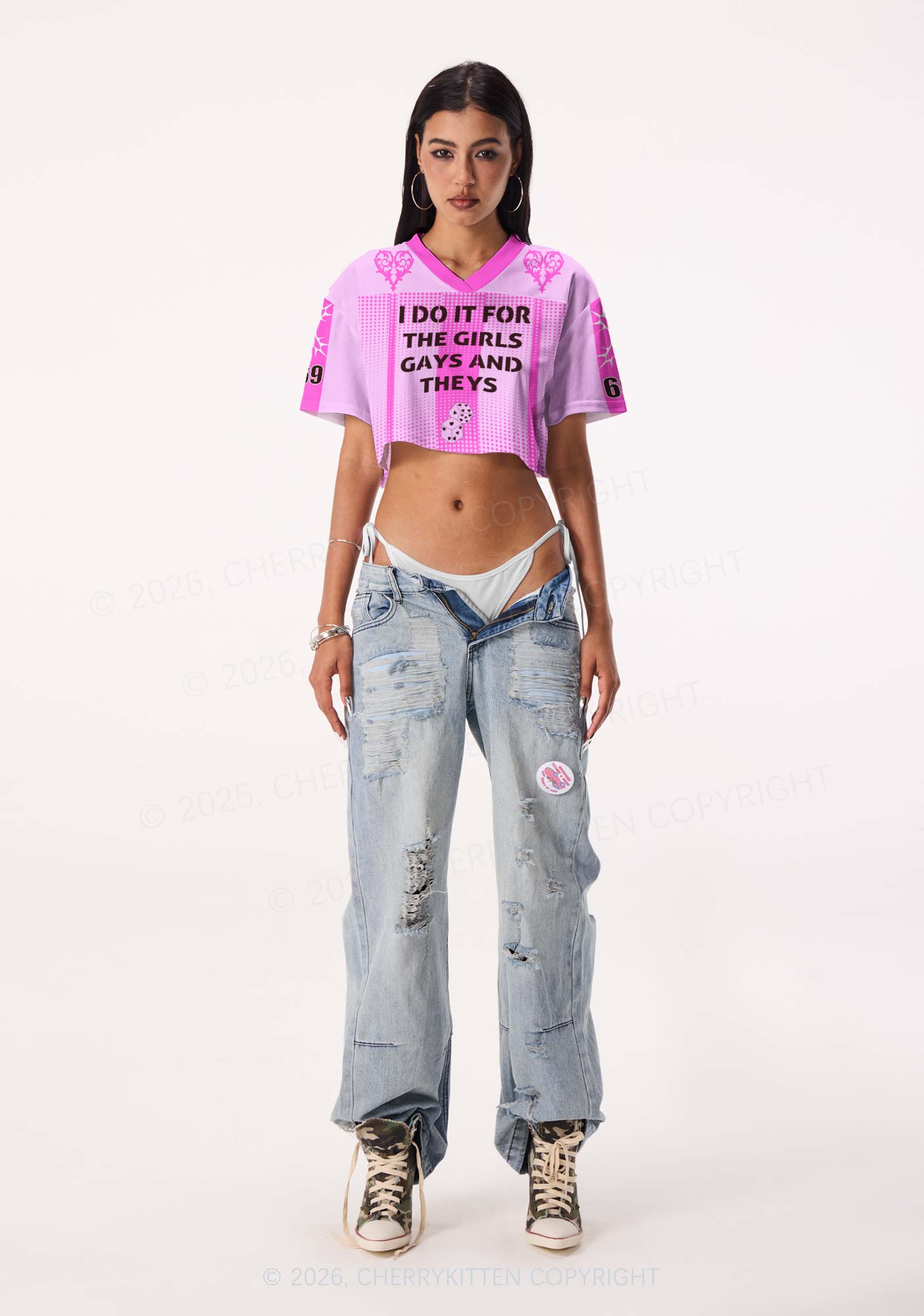 I Do It For The Girls Pride Y2K Crop Sport Jersey Shirts Cherrykitten