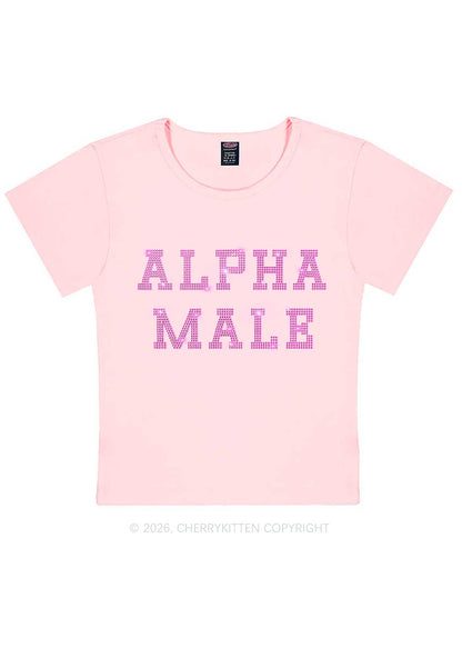 Rhinestone Pink Alpha Male Y2K Baby Tee Cherrykitten