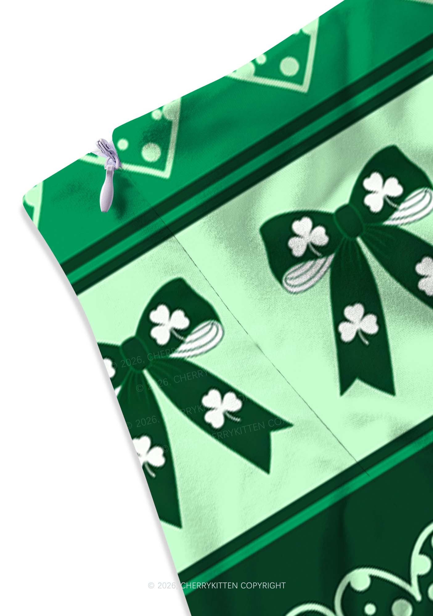 Green Gnome Shamrock Bows St Patricks Y2K Print Mini Skirt Cherrykitten