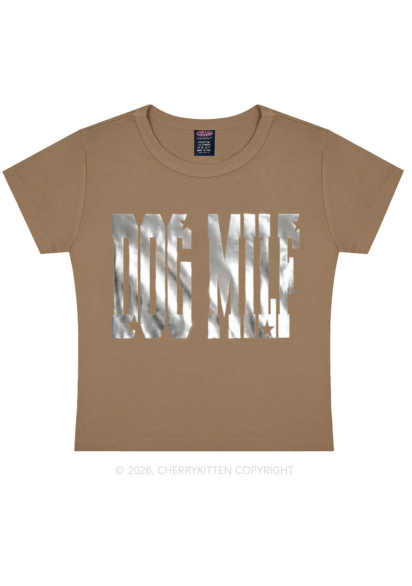 Dog Mxxf Silver Foil Printed Y2K Baby Tee Cherrykitten