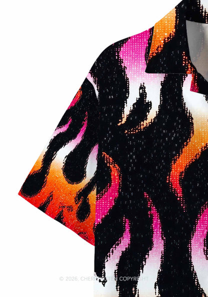 Lesbian Flame Pride Y2K Print Hawaiian Shirt Cherrykitten