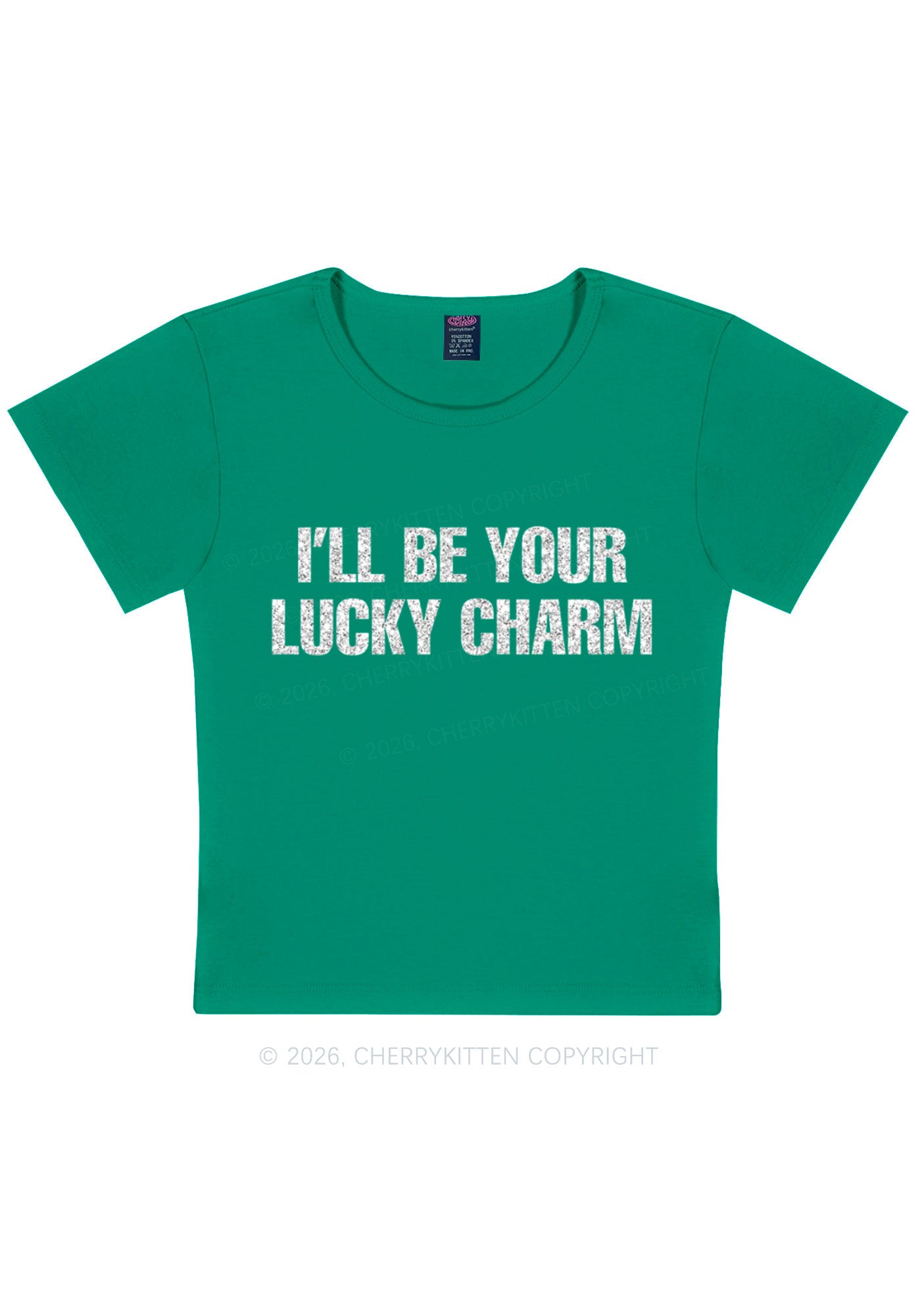 Glitter Be Your Lucky Charm St Patricks Y2K Baby Tee Cherrykitten