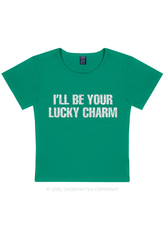 Glitter Be Your Lucky Charm St Patricks Y2K Baby Tee Cherrykitten