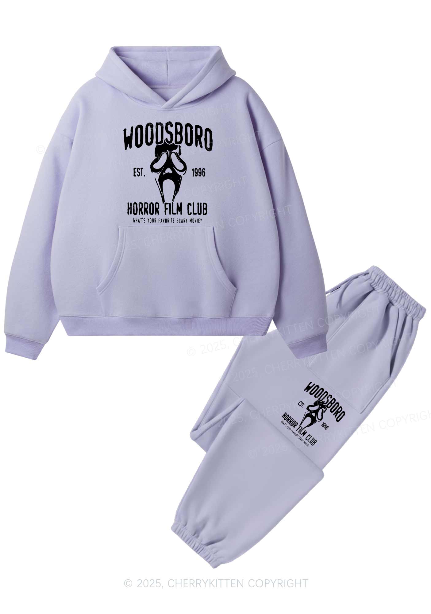 Halloween Horror Film Club Y2K Fleece Hoodie Set Cherrykitten