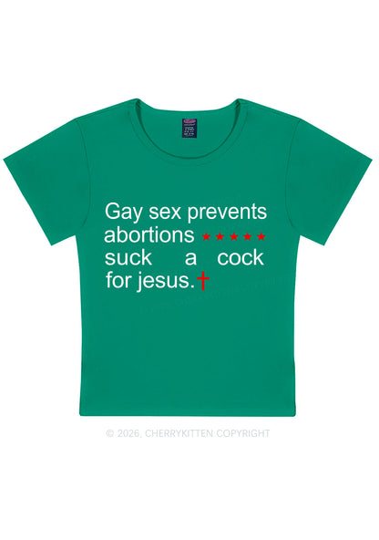 Suck A Cock For Jesus Pride Y2K Baby Tee Cherrykitten