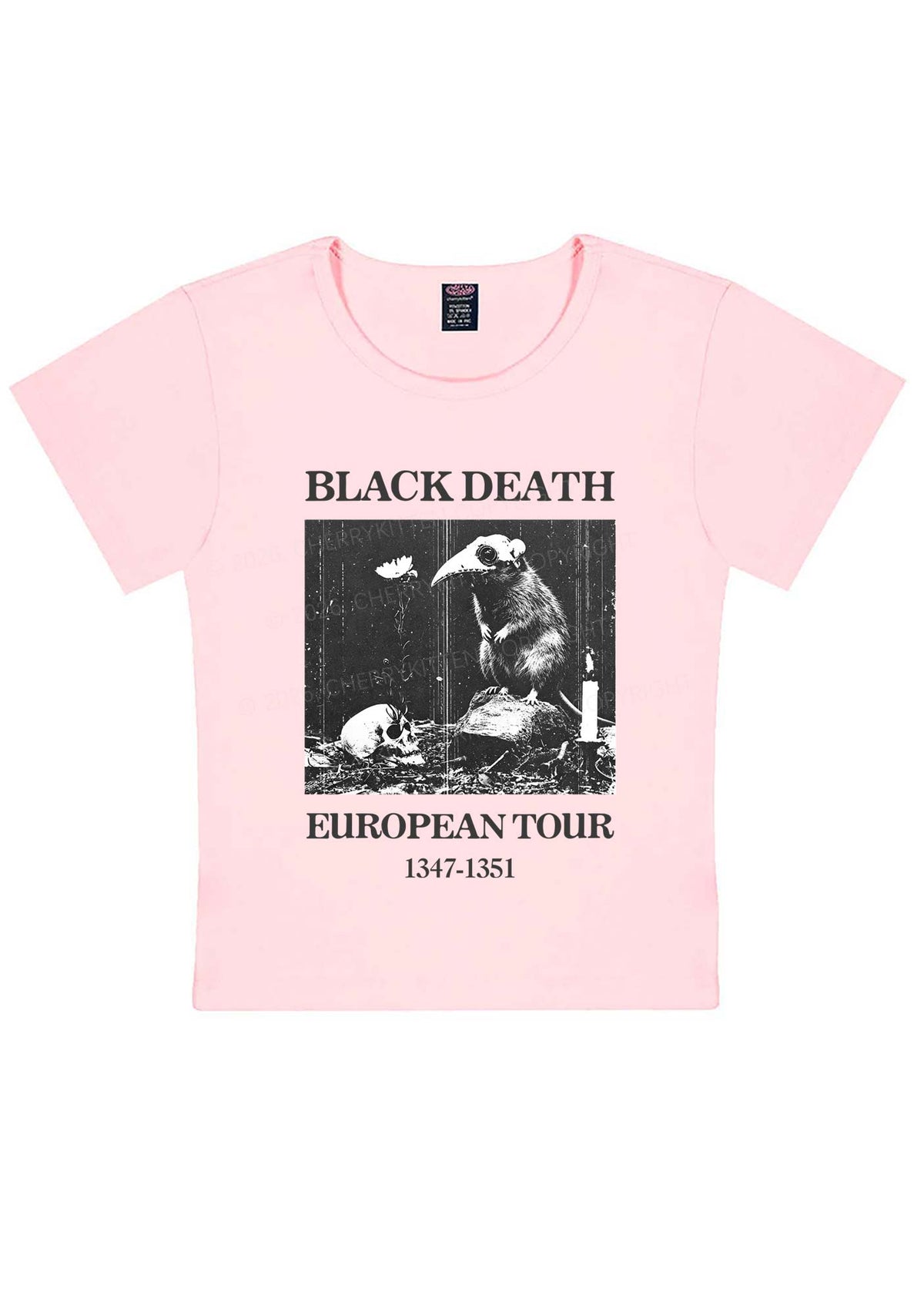 Halloween Skeleton Plague Doctor Rat Y2K Baby Tee Cherrykitten