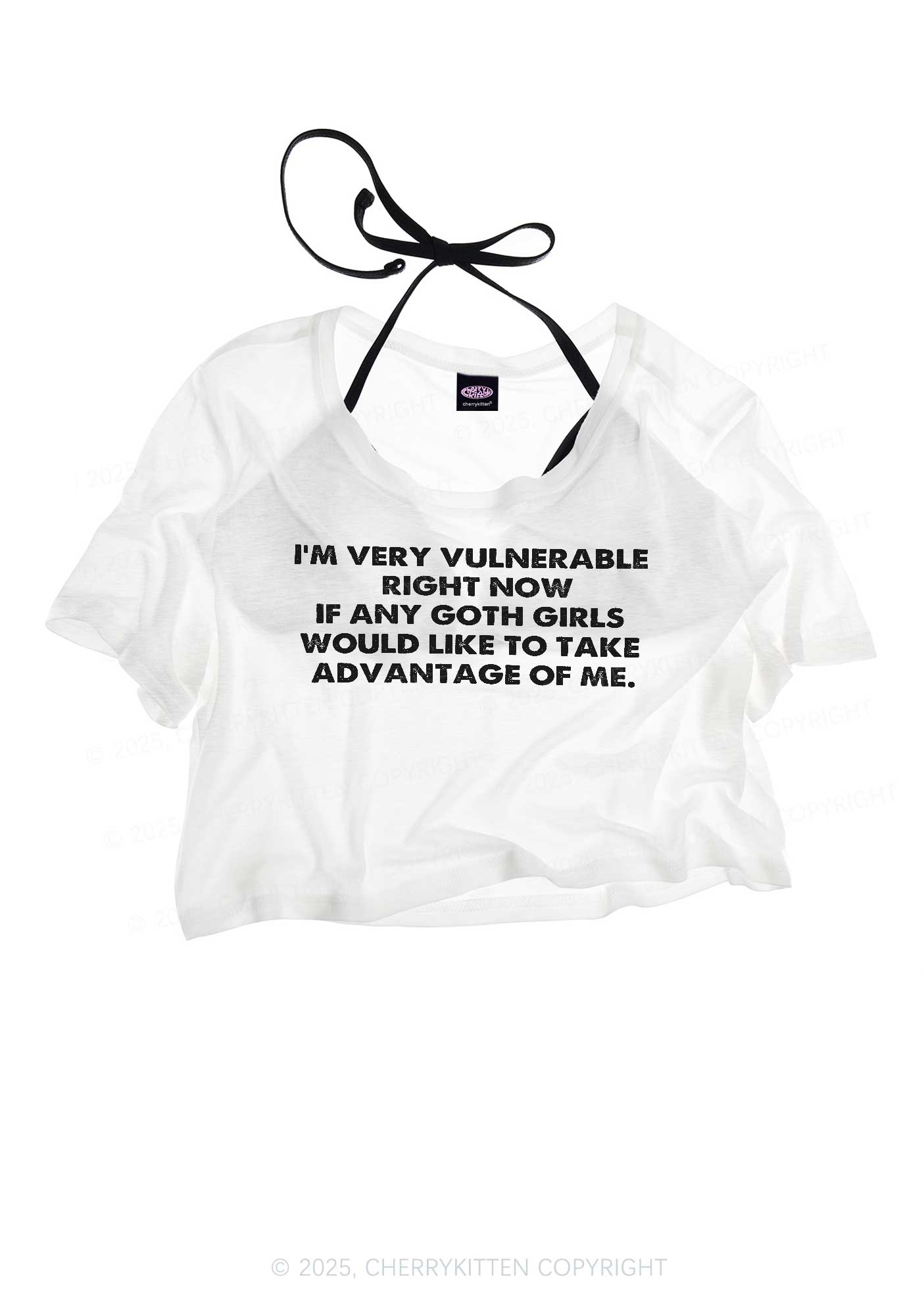 Im Vulnerable Y2K Sheer Crop Tee Cherrykitten