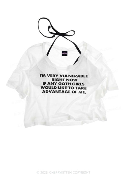 Im Vulnerable Y2K Sheer Crop Tee Cherrykitten