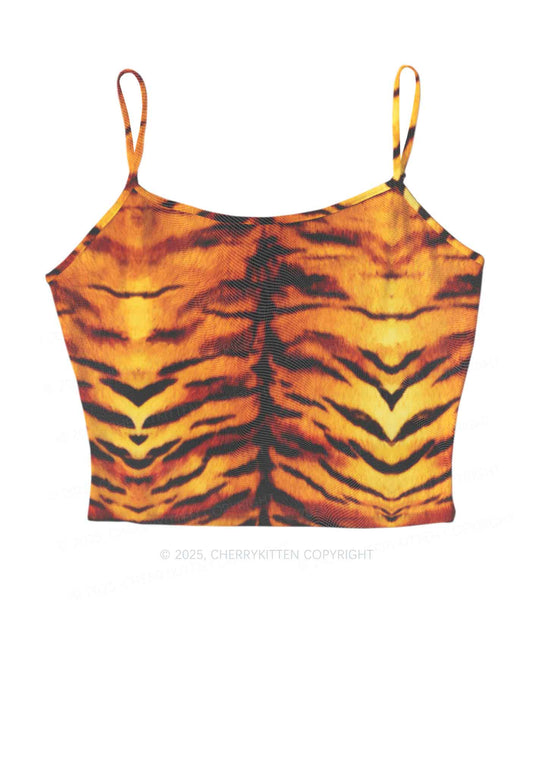 Wild Tiger Texture Y2K Mesh Cami Tank Cherrykitten
