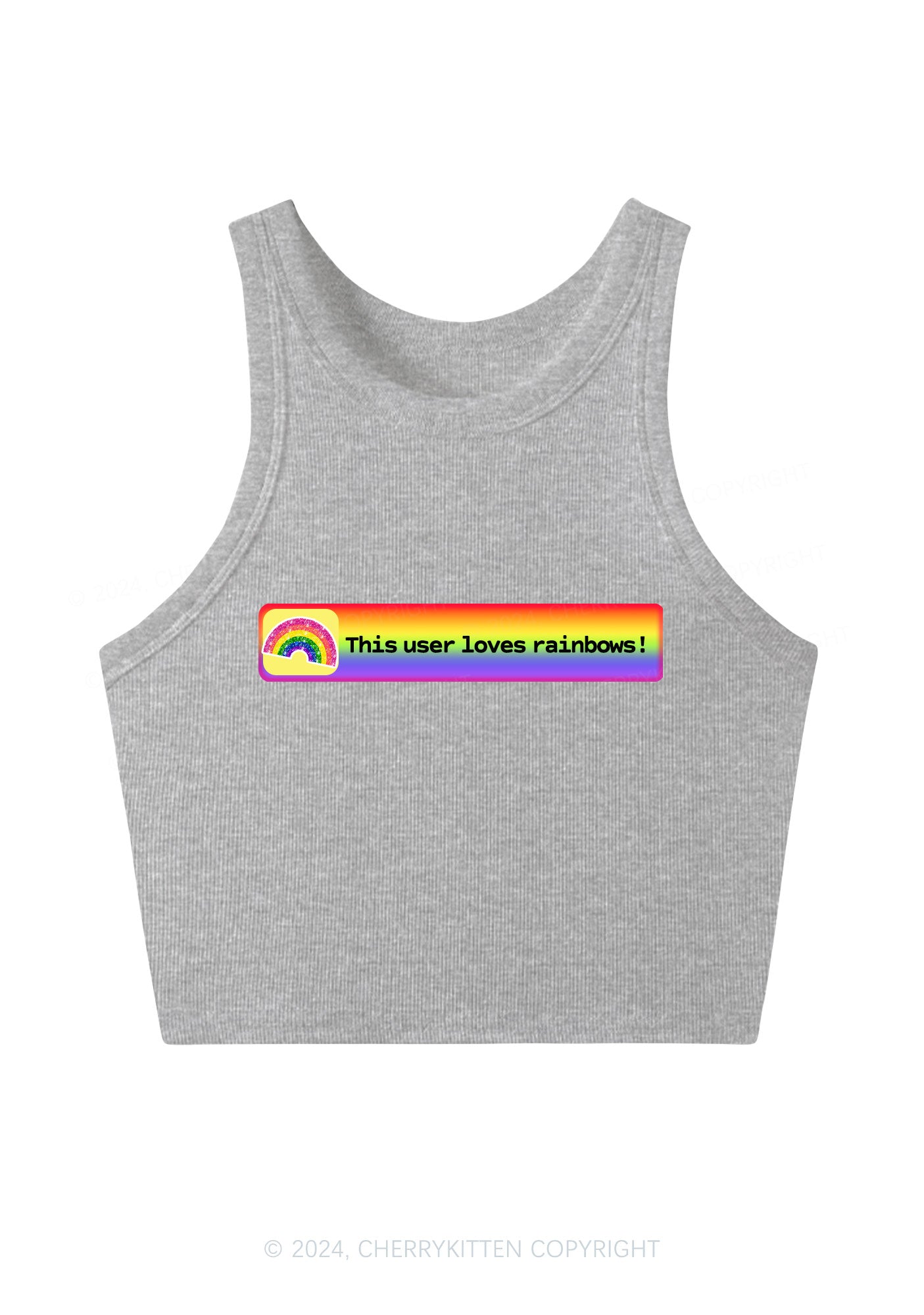 This User Loves Rainbows Y2K Crop Tank Top Cherrykitten