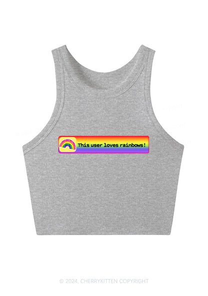 This User Loves Rainbows Y2K Crop Tank Top Cherrykitten