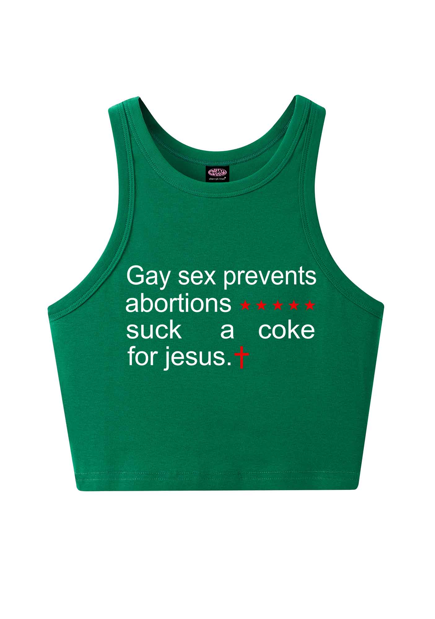 Suck A Coke For Jesus Pride Y2K Crop Tank Top Cherrykitten