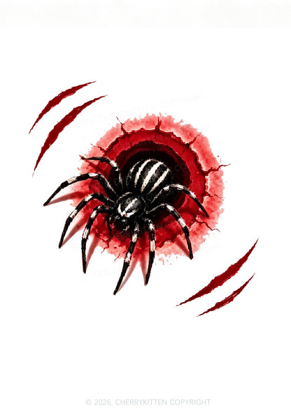 1pc Halloween Realistic Wound Y2K Temporary Tattoo Cherrykitten