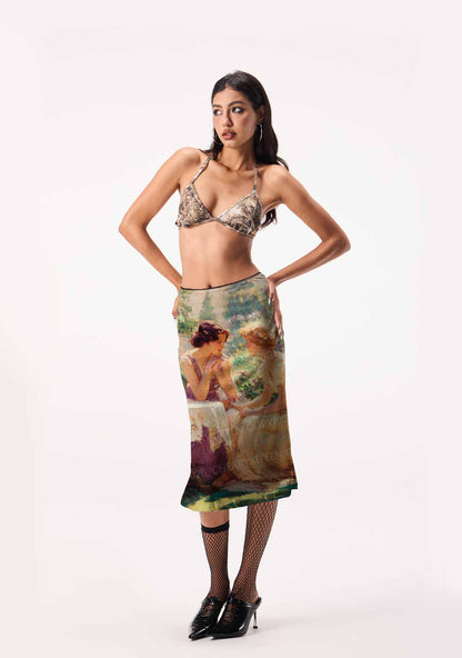 Garden Chat Pride Y2K Print Midi Skirt Cherrykitten