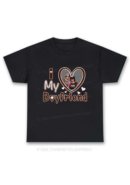 Custom Boyfriend&Girlfriend Brown Heart Chunky Shirt