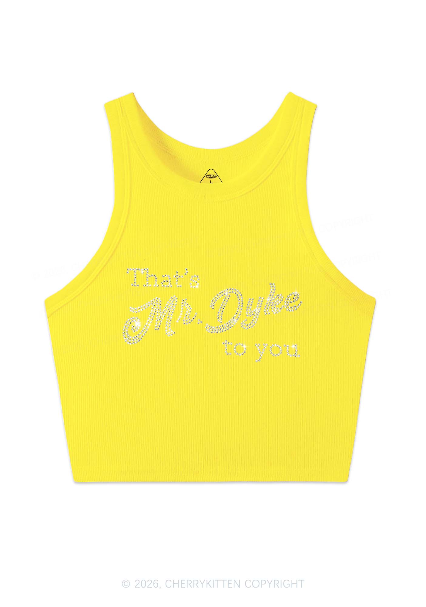 Rhinestone Thats Mr Dyke To You Pride Y2K Crop Tank Top Cherrykitten
