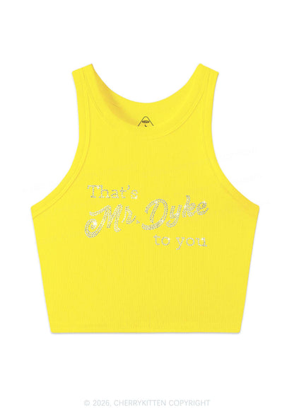 Rhinestone Thats Mr Dyke To You Pride Y2K Crop Tank Top Cherrykitten