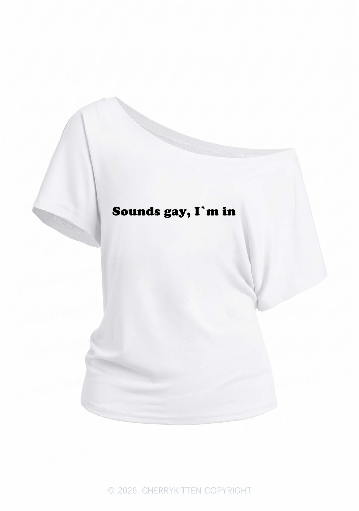 Sounds Gay Pride Y2K Off Shoulder Tee Cherrykitten