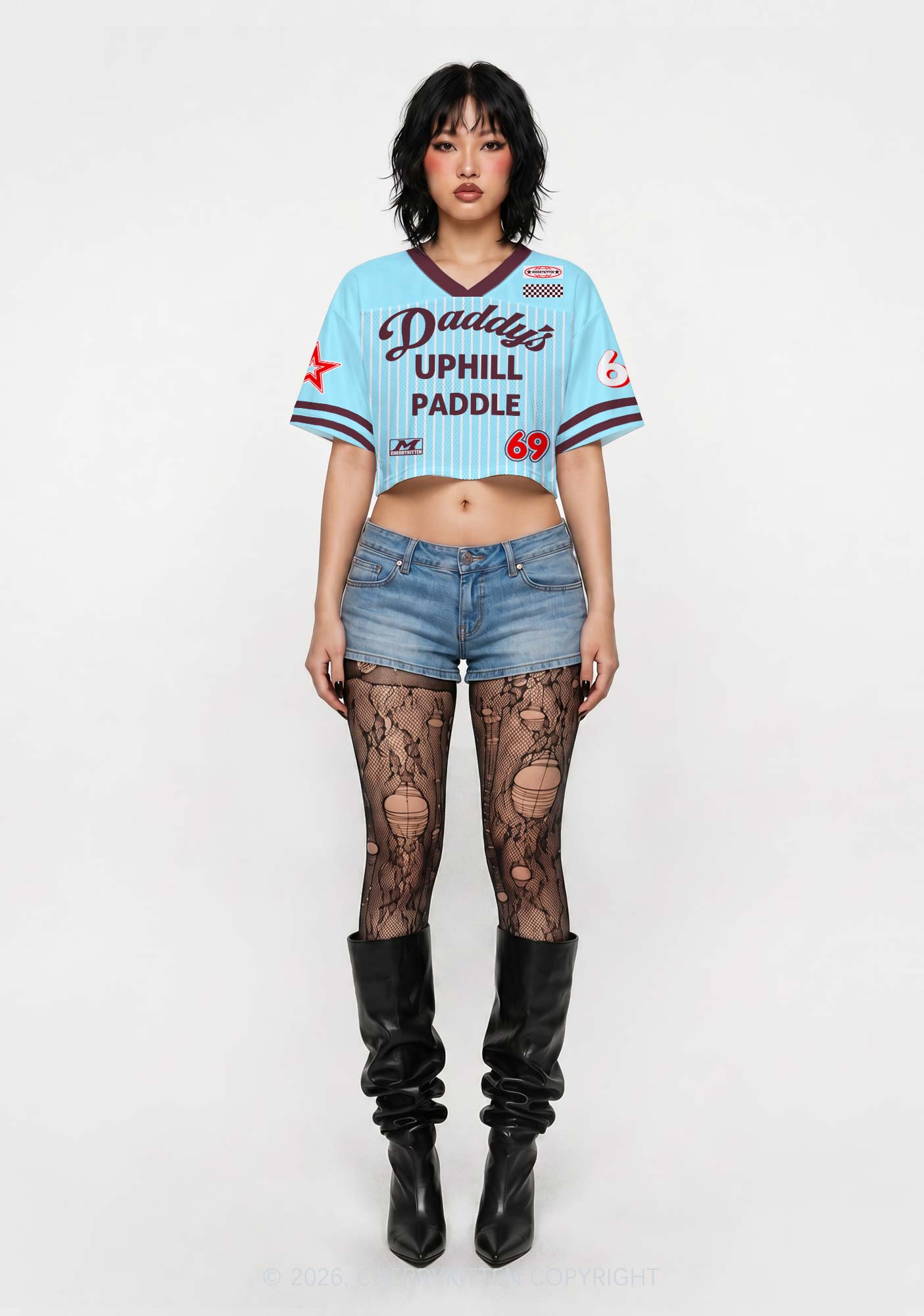 Daddys Uphill Paddle Y2K Crop Sport Jersey Shirts Cherrykitten