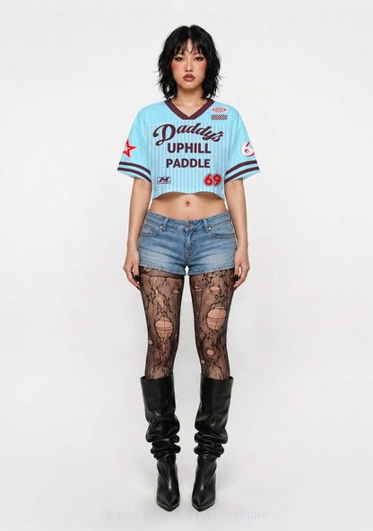 Daddys Uphill Paddle Y2K Crop Sport Jersey Shirts Cherrykitten