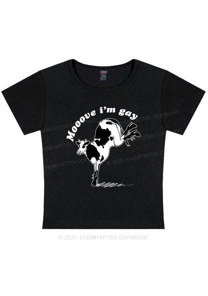 Mooove Im Gay Y2K Baby Tee Cherrykitten