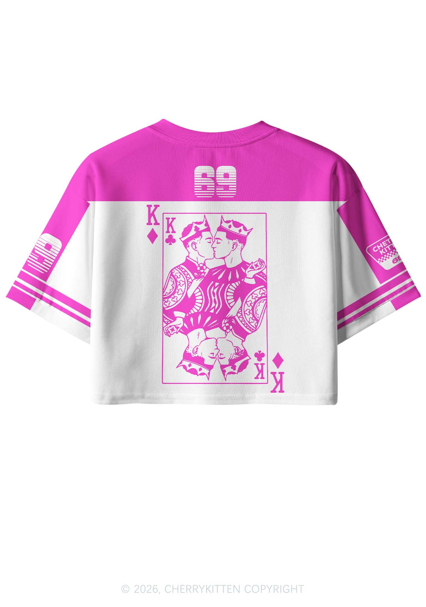 Hot Pink Gay King Pride Y2K Crop Sport Jersey Shirts Cherrykitten