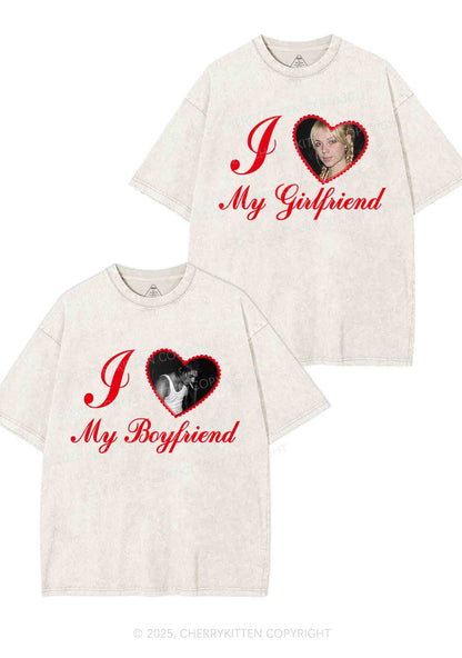 Custom Heart My BF GF Y2K Valentine's Day Washed Tee Cherrykitten