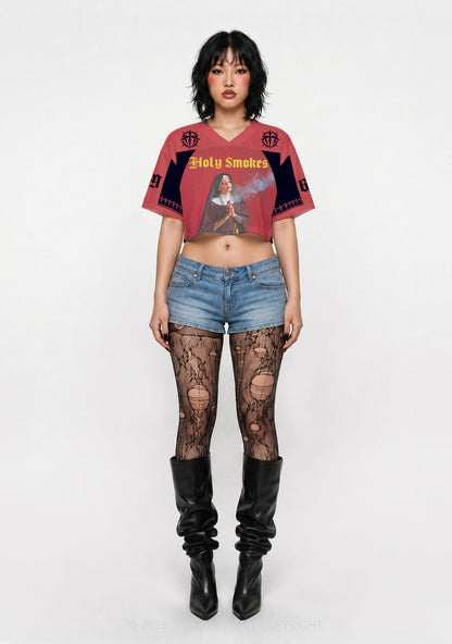 Holy Smokes Y2K Crop Sport Jersey Shirts Cherrykitten