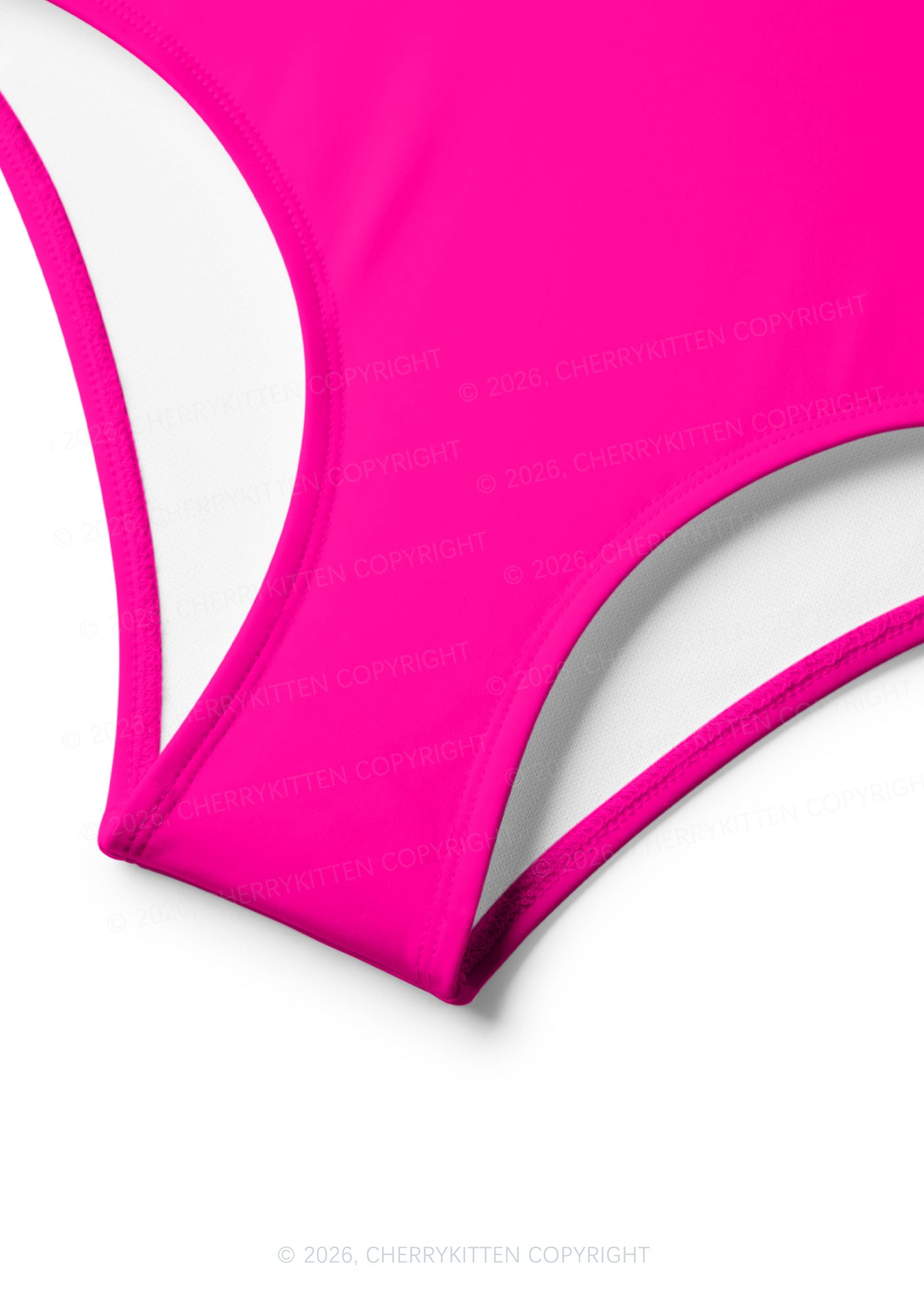 Hot Pink Plain Y2K Print Bikini Set Cherrykitten