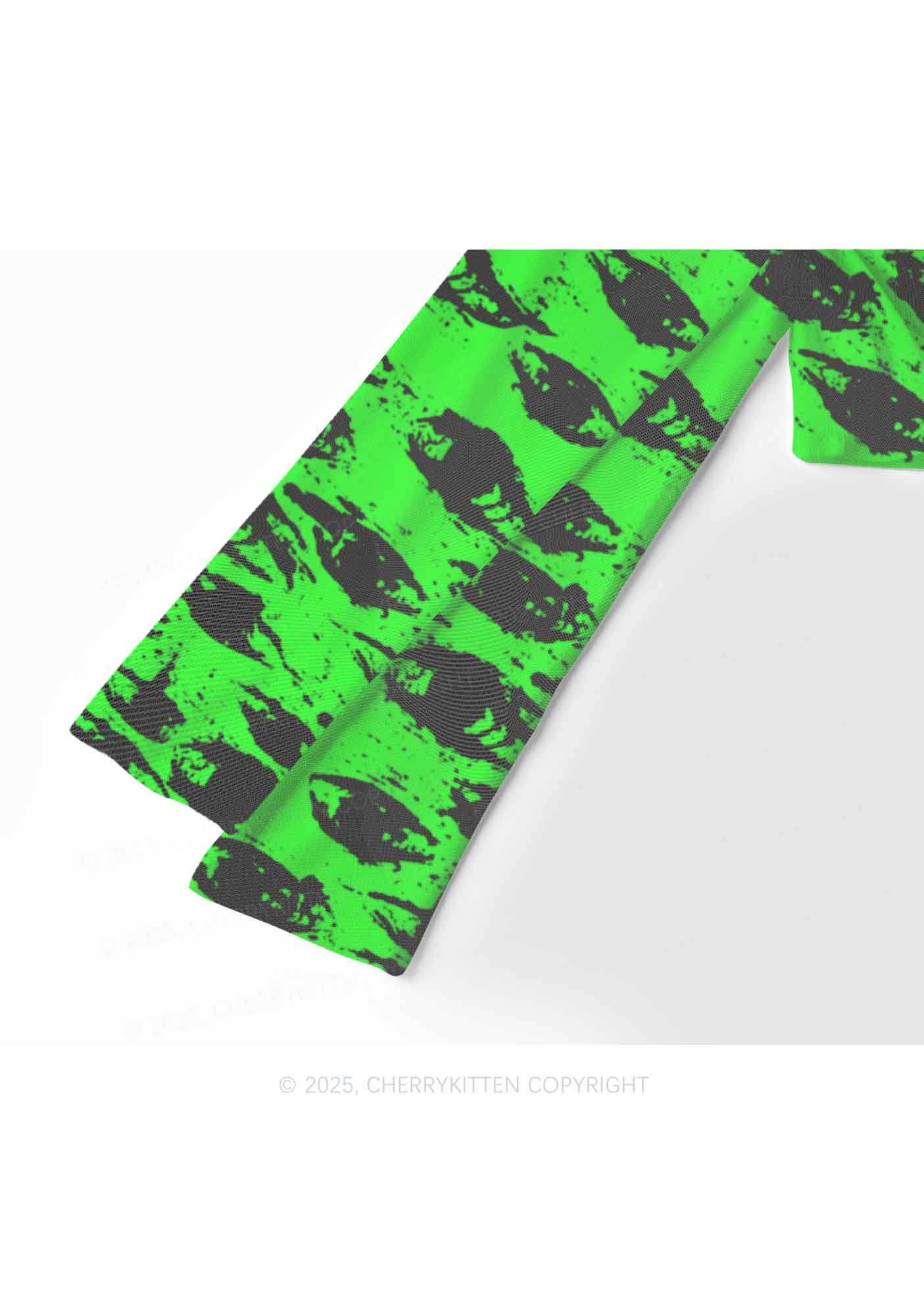 Eyes On Bright Green Y2K Mesh Long Sleeve Crop Top Cherrykitten