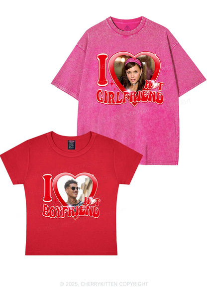 Custom I Love My Hot GF BF Y2K Valentine's Day Couple Shirt Cherrykitten