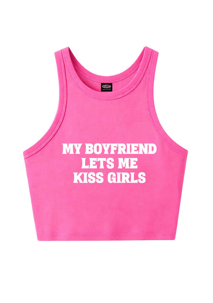 BF Lets Me Kiss Girls Y2K Crop Tank Top Cherrykitten