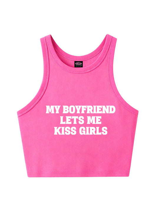 BF Lets Me Kiss Girls Y2K Crop Tank Top Cherrykitten