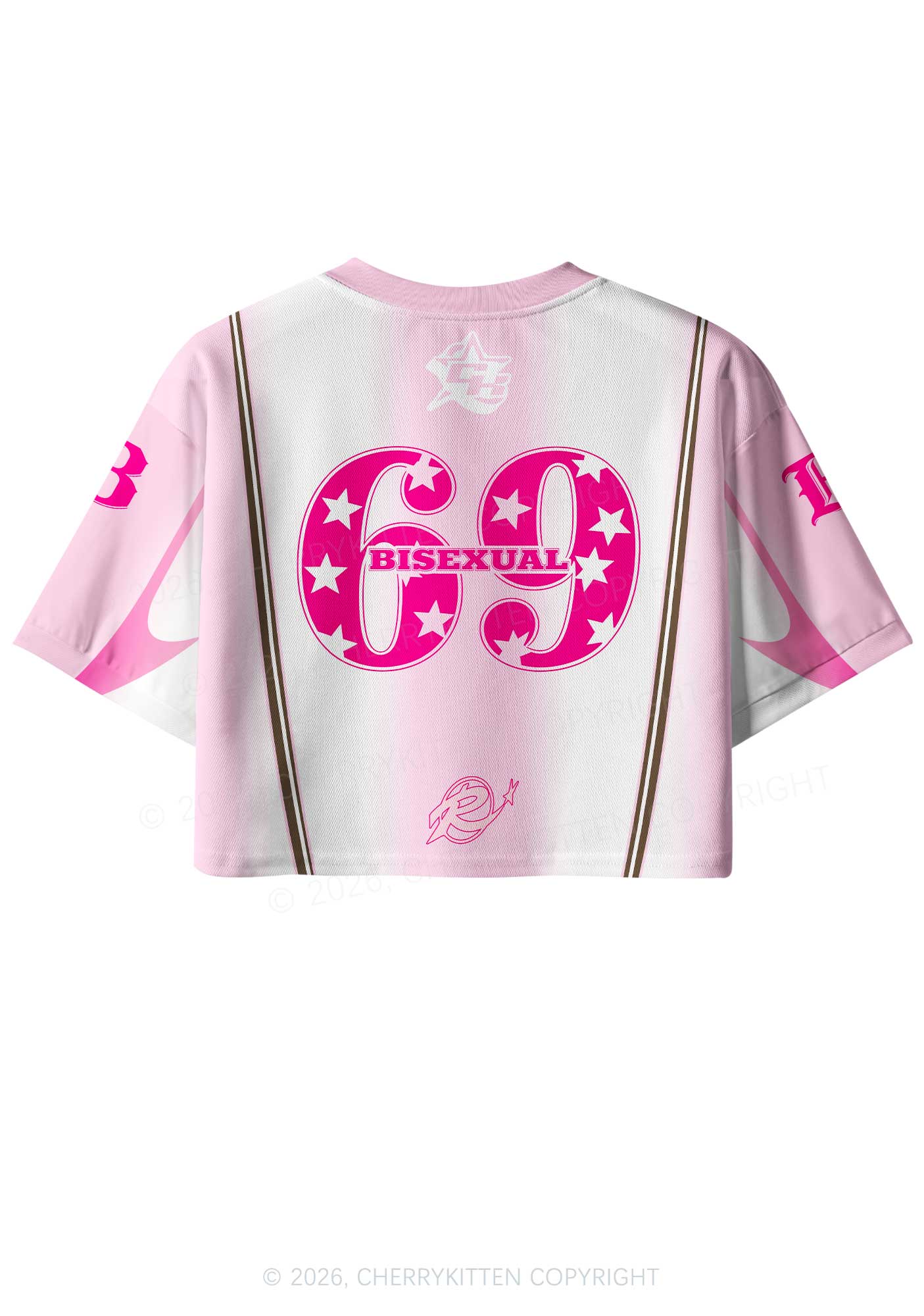 Pink Bisexual Pride Y2K Crop Sport Jersey Shirts Cherrykitten