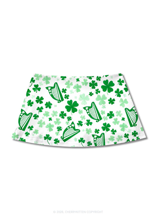 Clover Harp St Patricks Y2K Print Mini Skirt Cherrykitten