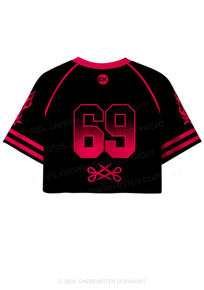 Sapphic Tendencies Kiss Girls Pride Y2K Crop Sport Jersey Shirts Cherrykitten