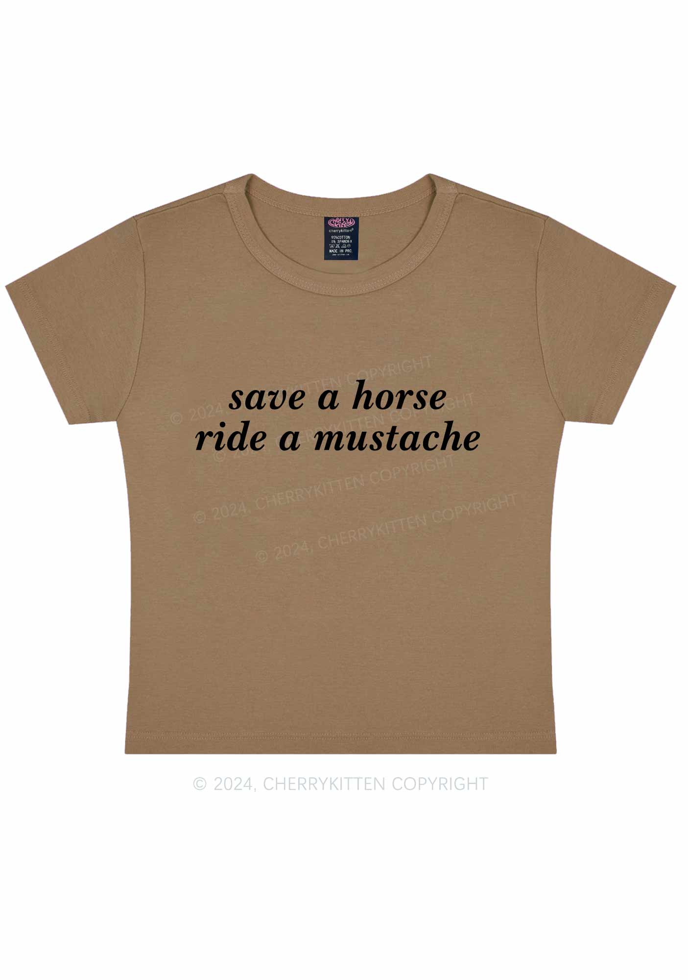 Ride A Mustache Y2K Baby Tee Cherrykitten