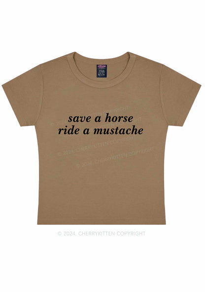 Ride A Mustache Y2K Baby Tee Cherrykitten