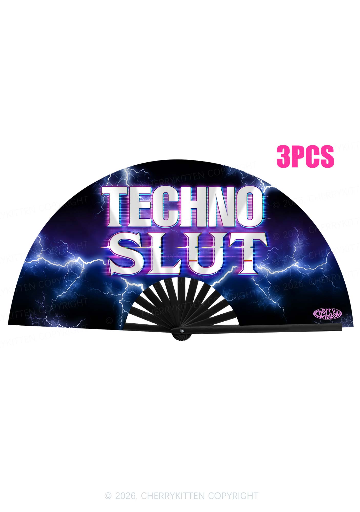 Techno Slxt Y2K Rave Hand Fan Cherrykitten