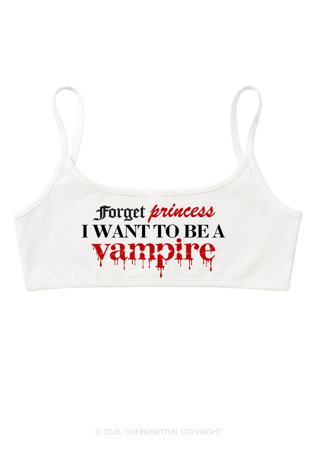 Halloween Want To Be Vampire Y2K Super Crop Cami Cherrykitten