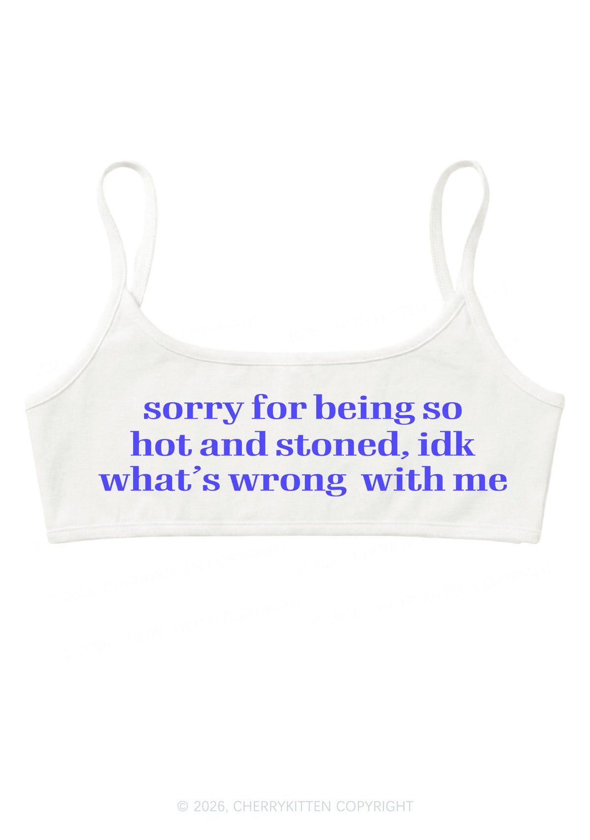 Sorry For Being Hot And Stoned Y2K Super Crop Cami Cherrykitten