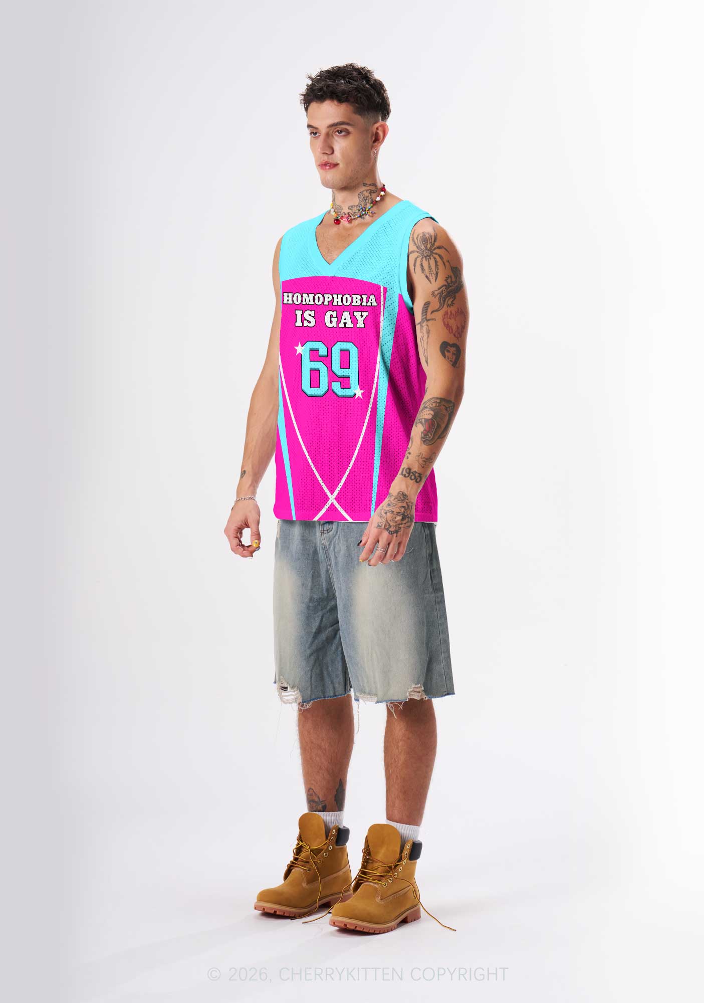 Hot Pink Homophobia Is Gay Pride Y2K Sport Jersey Tank Cherrykitten