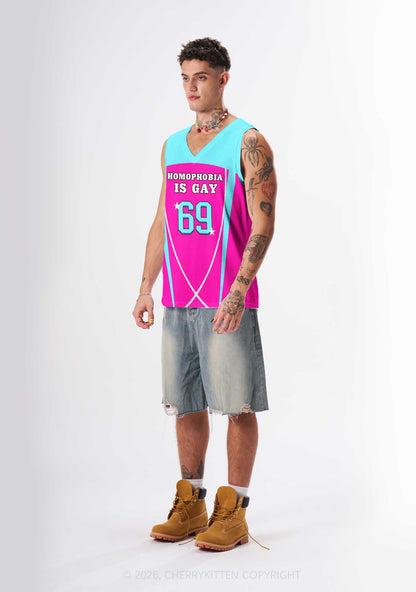 Hot Pink Homophobia Is Gay Pride Y2K Sport Jersey Tank Cherrykitten