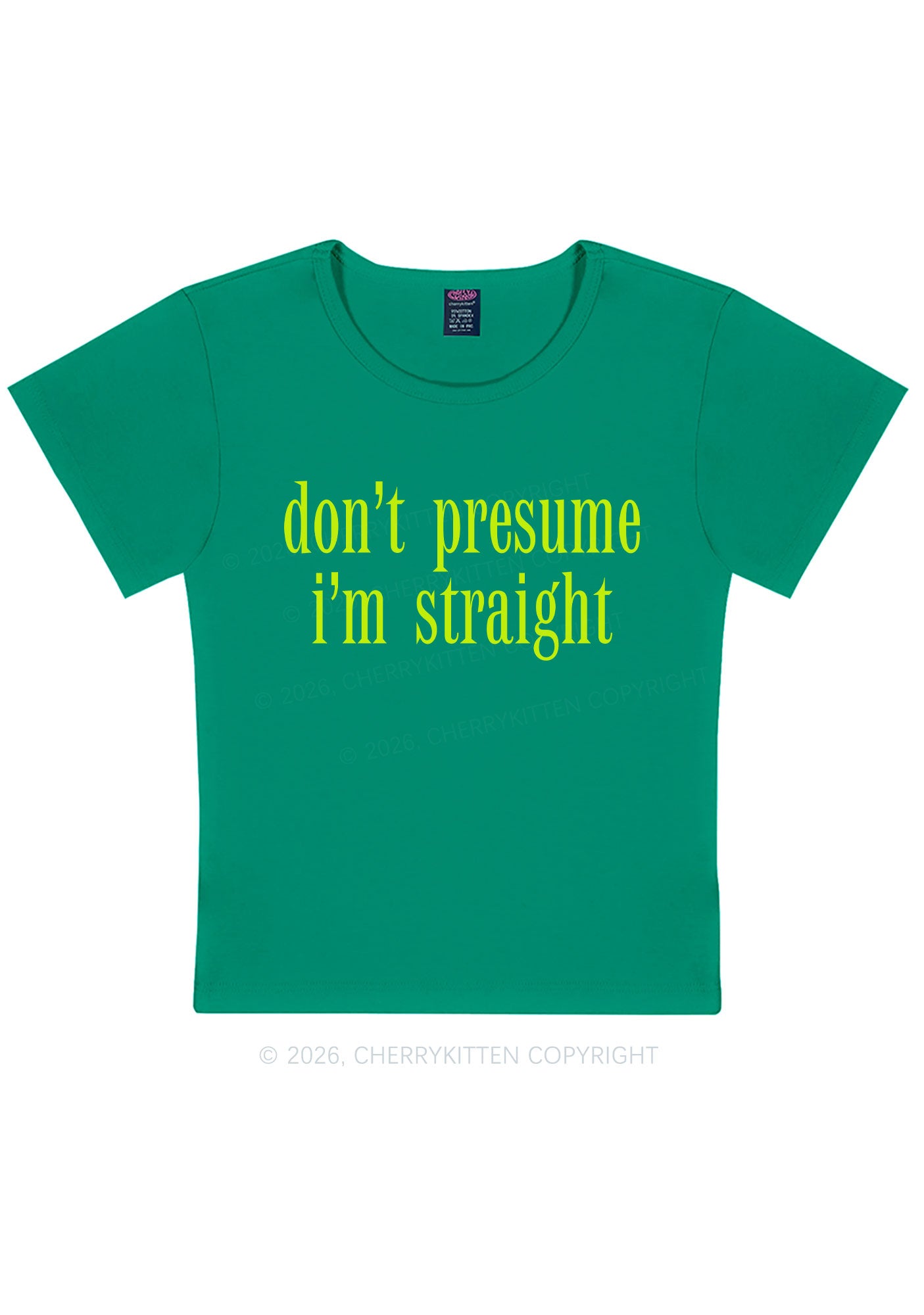 Dont Presume Im Straight Pride Y2K Baby Tee Cherrykitten