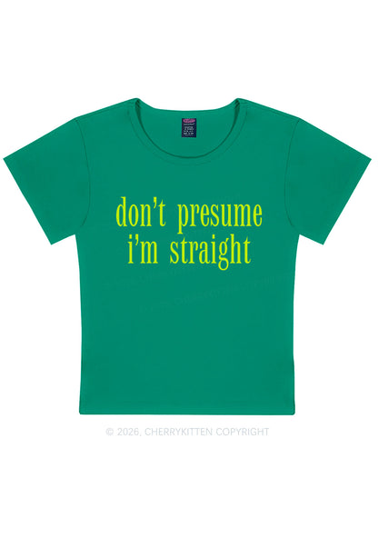 Dont Presume Im Straight Pride Y2K Baby Tee Cherrykitten