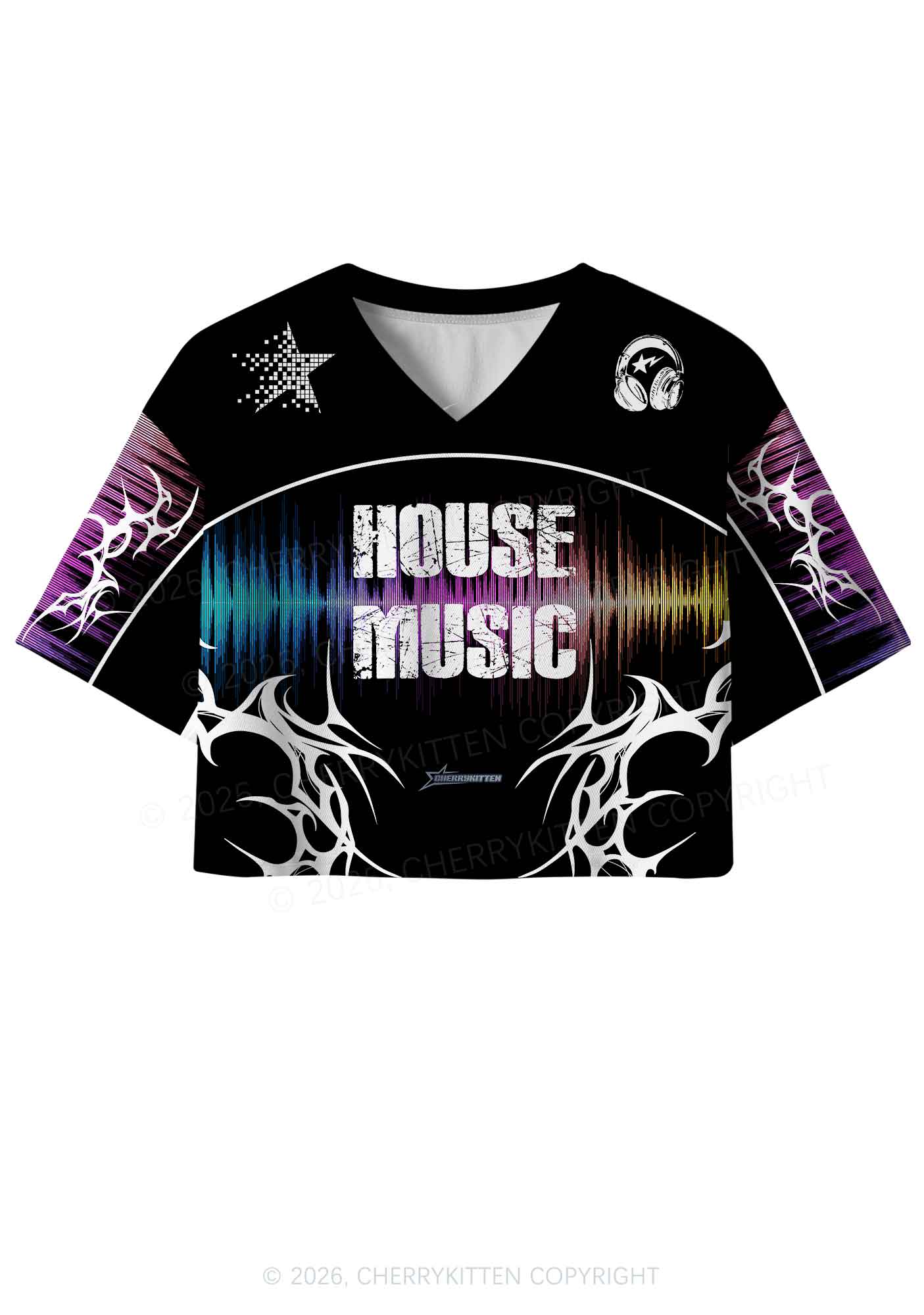 House Music Y2K Crop Sport Jersey Shirts Cherrykitten