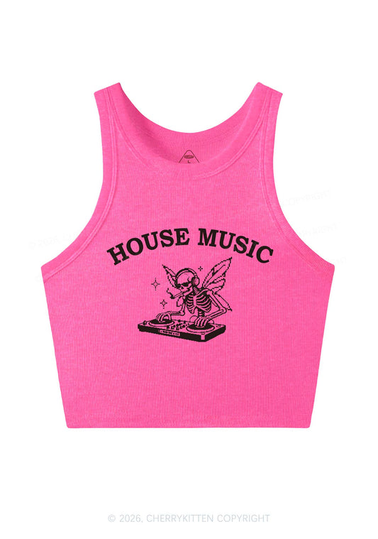 House Music Skeleton Y2K Crop Tank Top Cherrykitten
