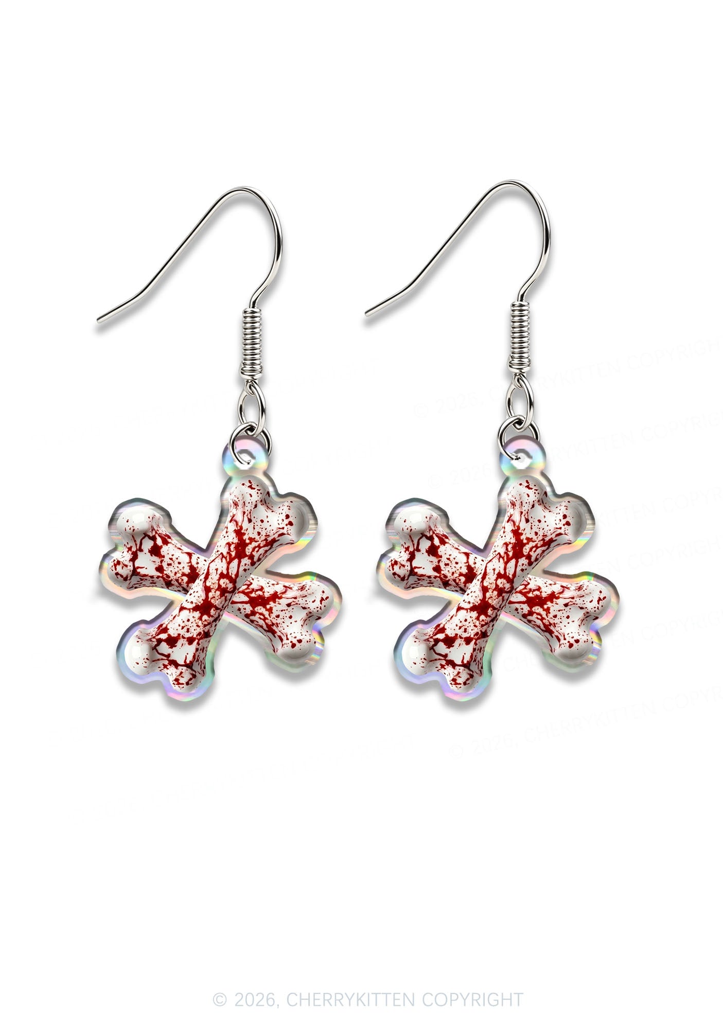 Halloween Blood Cross Bone Y2K Acrylic Earrings Cherrykitten